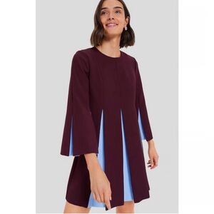 Tuckernuck Merlot and Sky Blue Long Sleeve Griffiths Dress